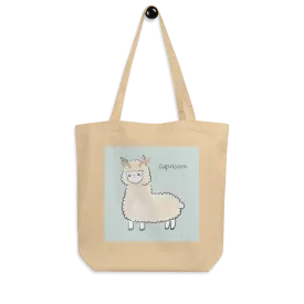 Astrology Tote Bag with Cute Alpaca Zodiac Sign Capricorn Organic Cotton Birthday Gift