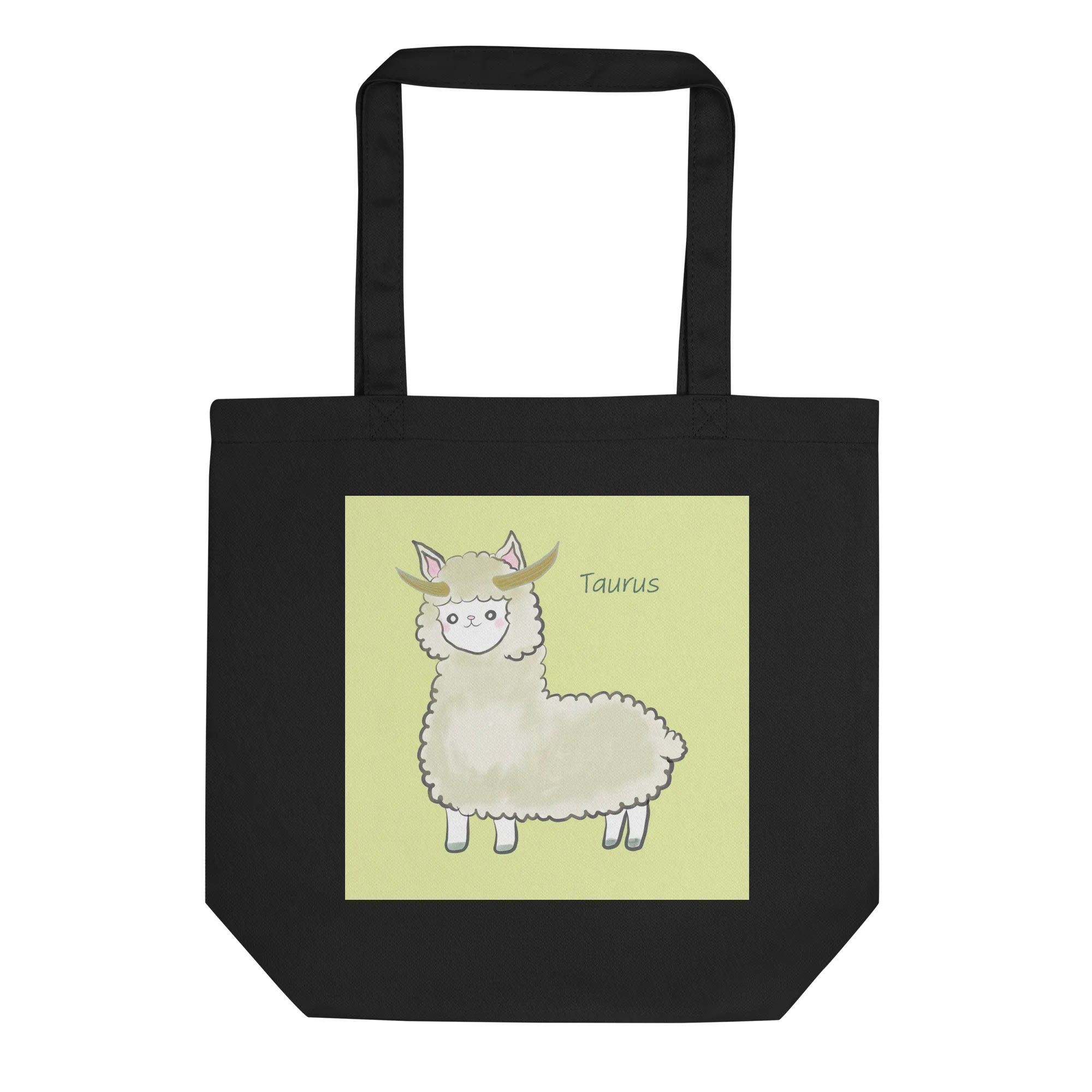 Astrology Tote Bag with Cute Alpaca Zodiac Sign Taurus Organic Cotton Birthday Gift