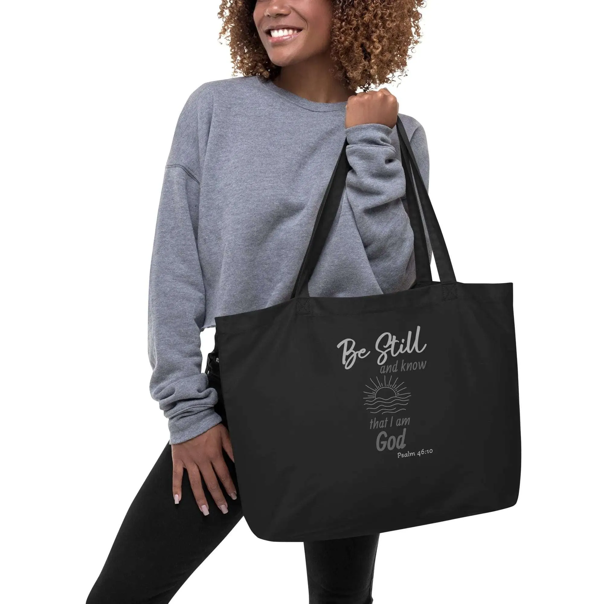 Be Still Large Organic Christian Tote