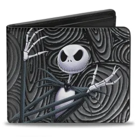 Bi-Fold Wallet - Nightmare Before Christmas Jack Arms Crossed Pose   JACK Swirls Black Grays