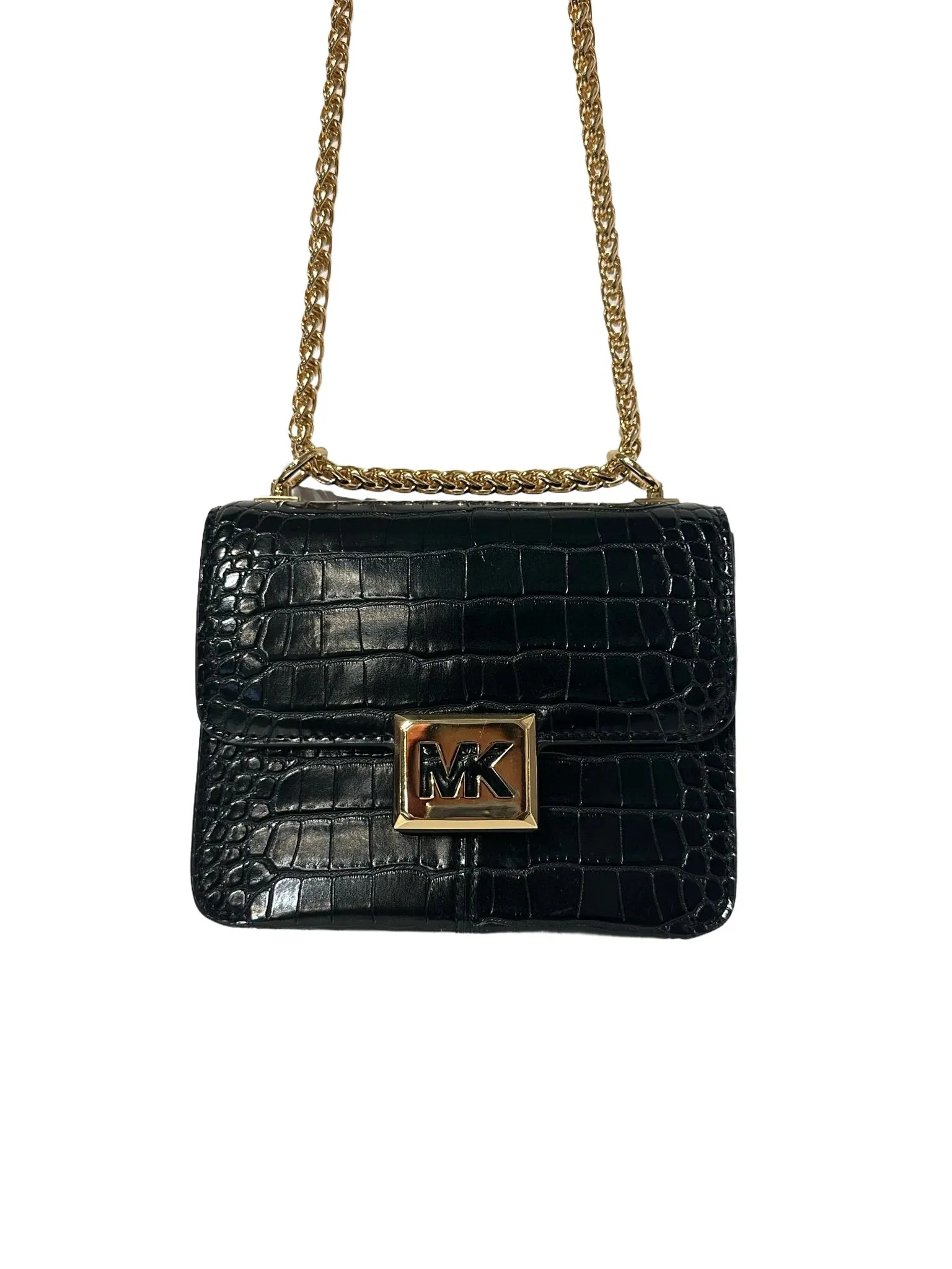 Black Alligator Emboss Print Crossbody