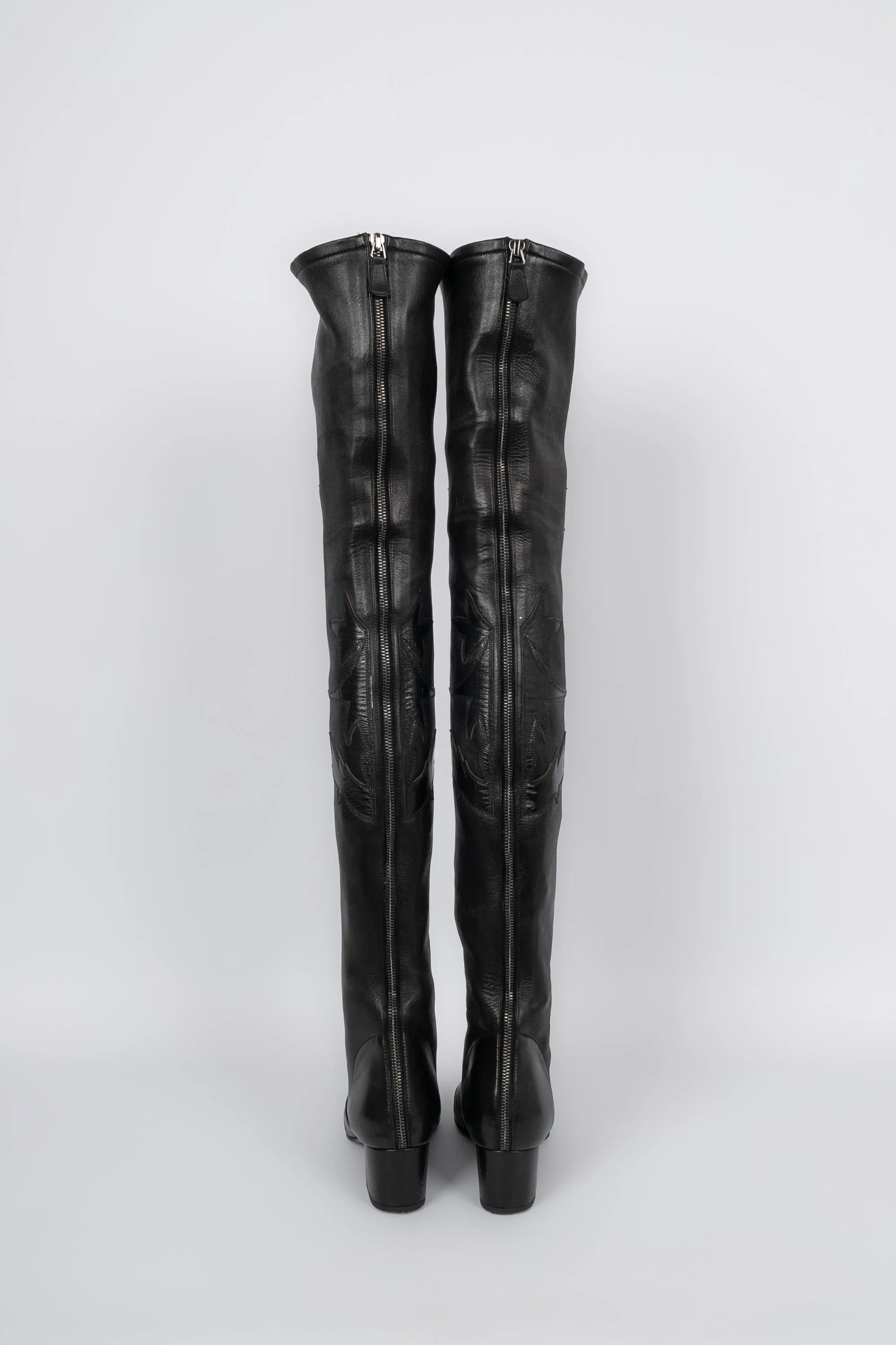 Bottes cuissardes en cuir Chanel