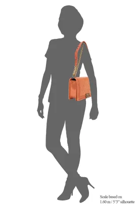 Boy Large Orange Shoulder Bag in Calfskin, Brushed Gold hardware