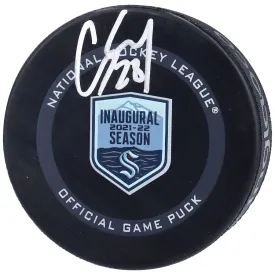 Carson Soucy Seattle Kraken Autographed 2021-22 Inaugural Season Official Game Puck