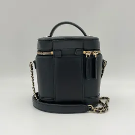 CC Vanity Black Top Handle Bag in Lambskin, Gold hardware