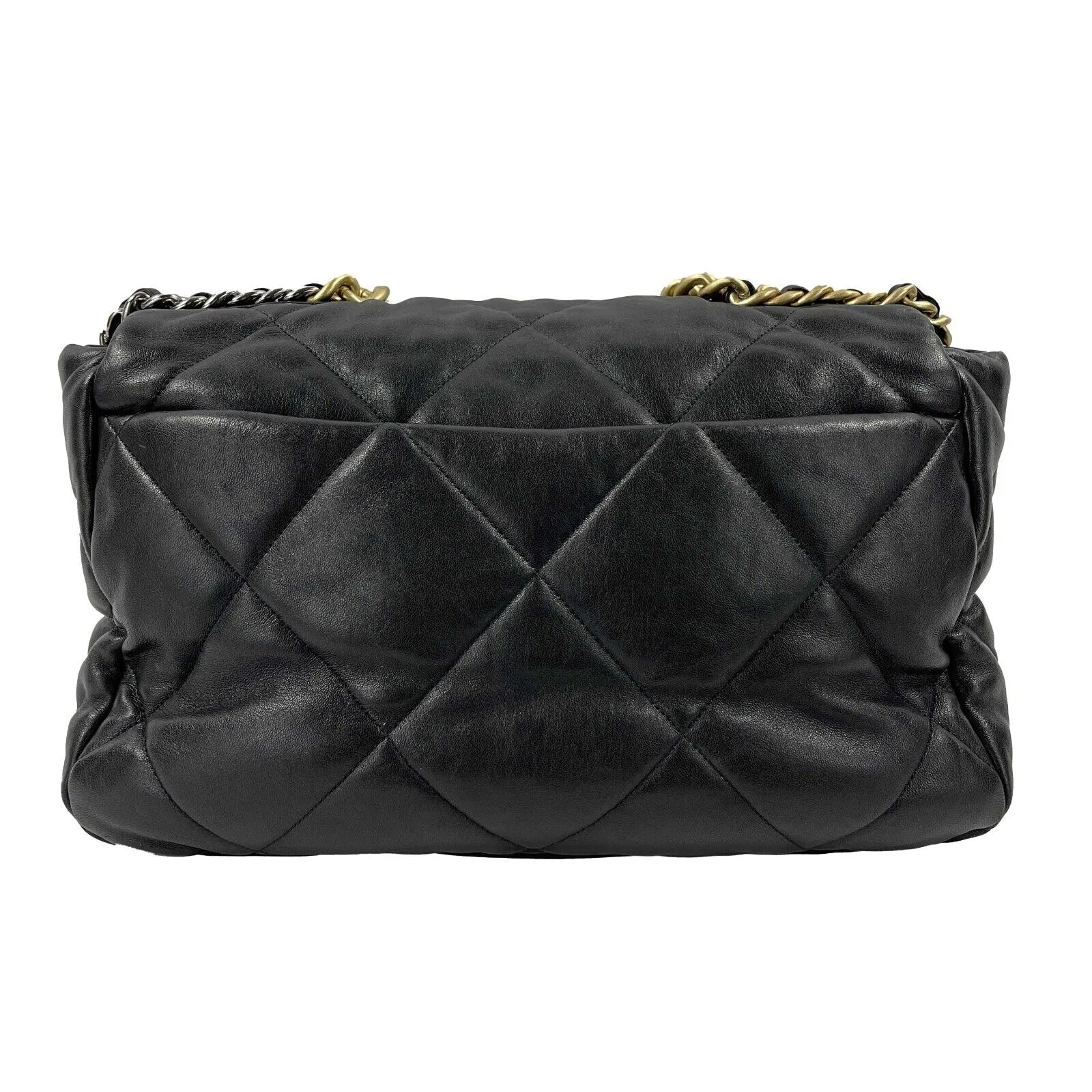 CHANEL 19 - CC Chain Maxi Black / Multi Metal Quilted Lambskin Flap Shoulder Bag