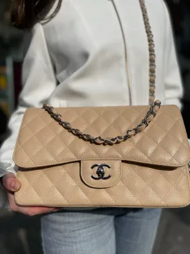 Chanel Cream Caviar Leather "Jumbo" Double Flap