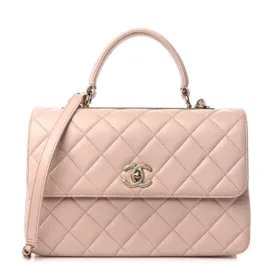 Chanel Lambskin Quilted Medium Trendy CC Flap Dual Handle Bag Beige