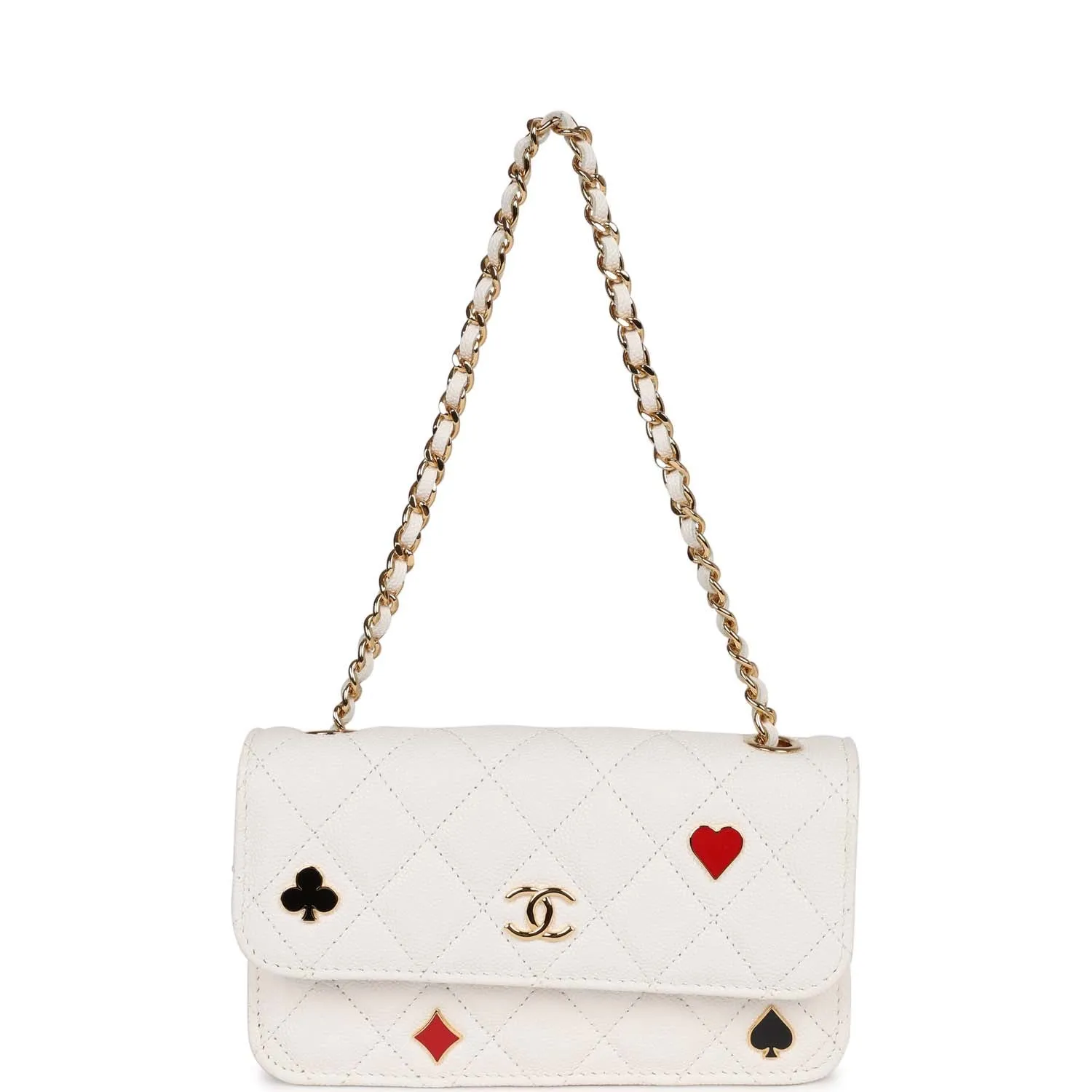 Chanel Monaco Wallet on Chain WOC White Caviar Gold Hardware