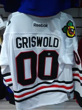 Chevy Chase Signed Chicago Blackhawks White Christmas Vacation Clark Griswold Custom Stitched Hockey Jersey