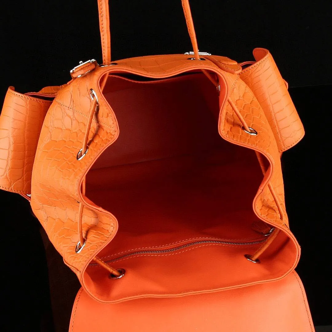 Crocodile Leather Backpack Orange