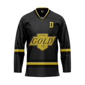 Custom Going Gold Dark Sublimated With Twill Authentic Jersey