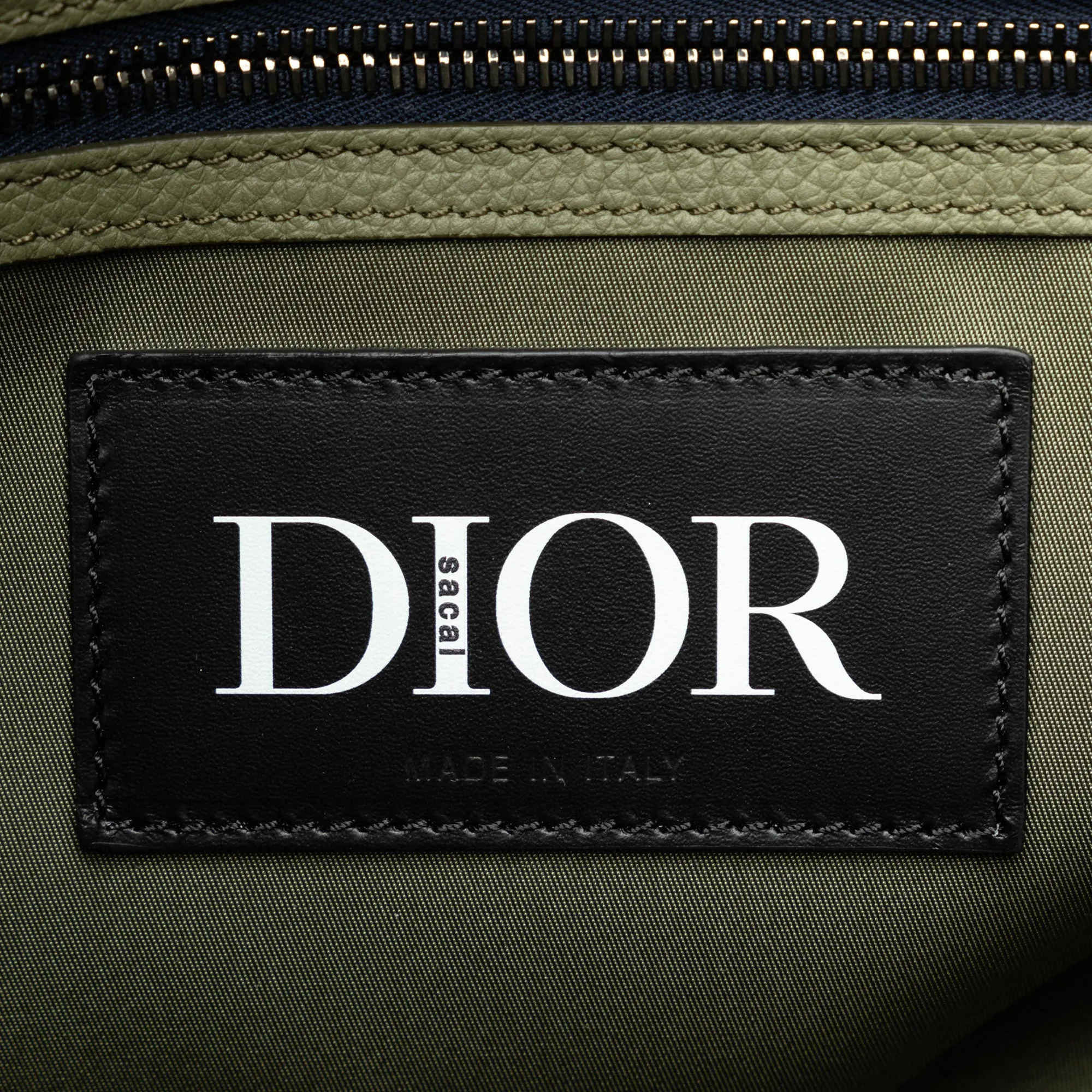 Dior x Sacai Saddle Tote Green Calfskin