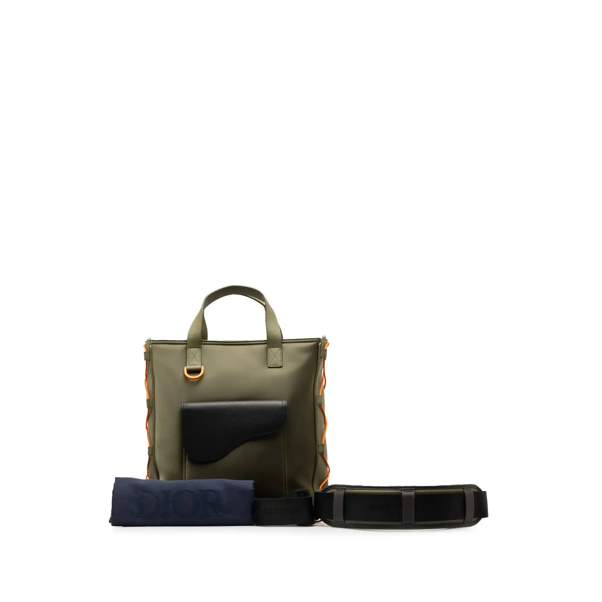 Dior x Sacai Saddle Tote Green Calfskin