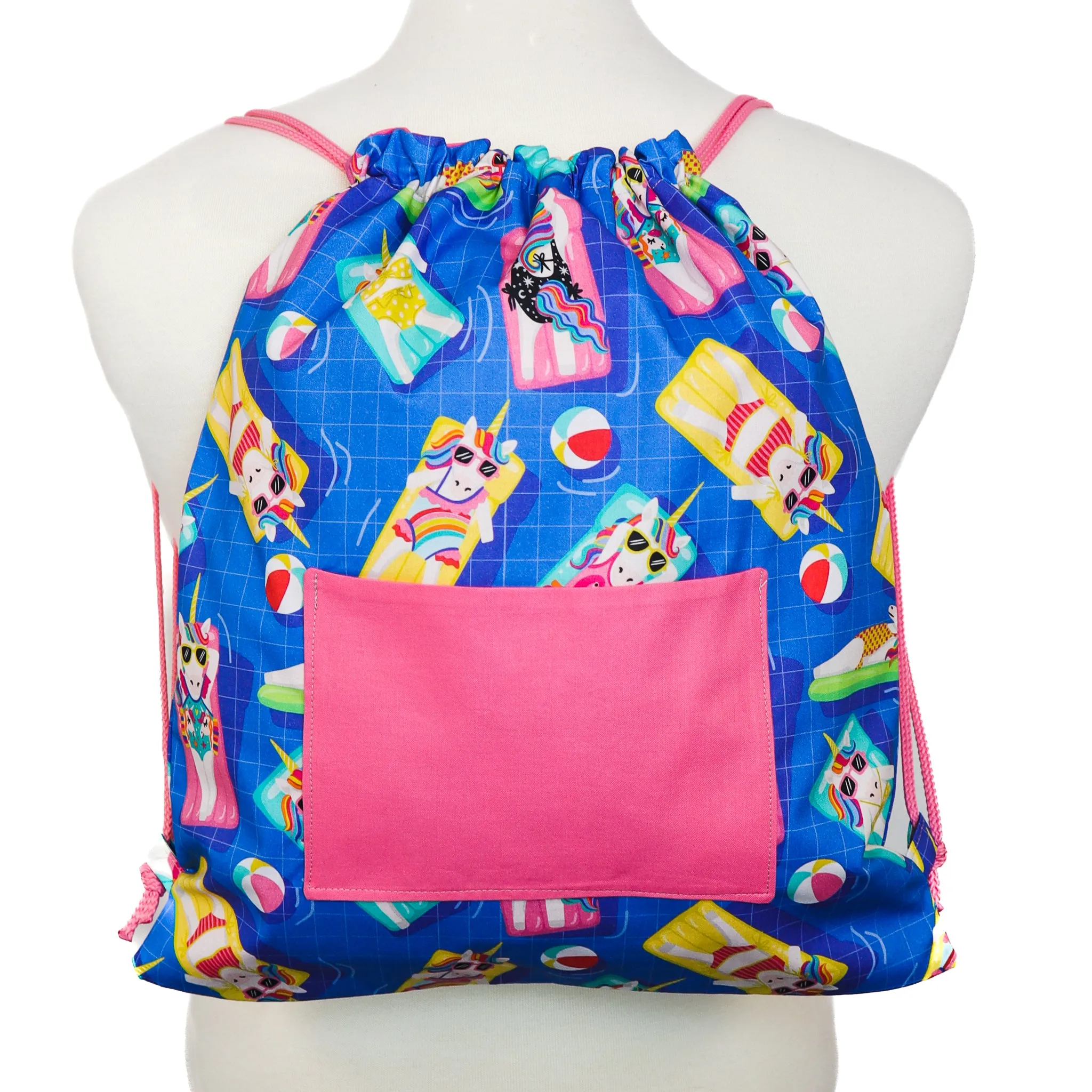 Drawstring Backpack Sewing Kit  - Pool Unicorns