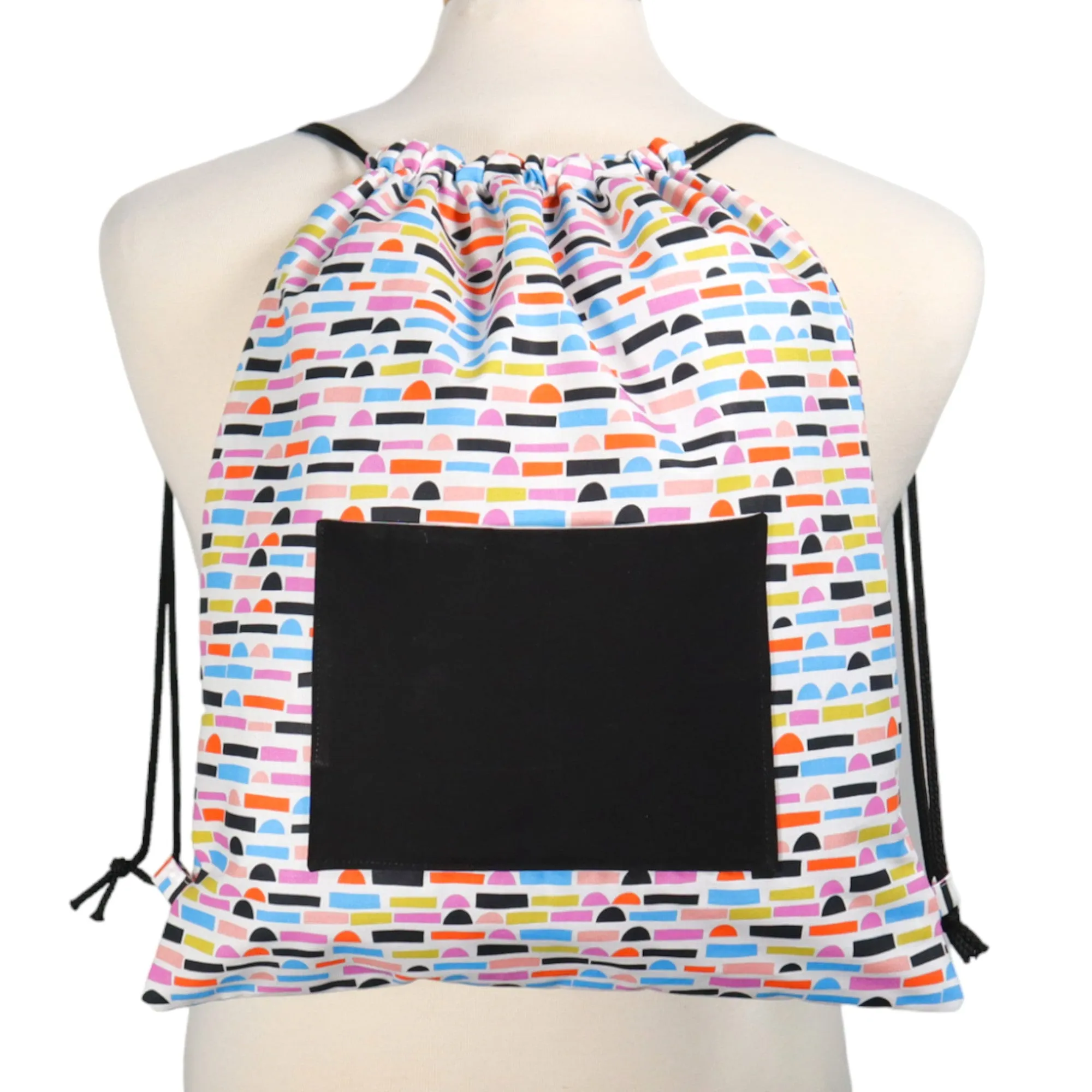 Drawstring Backpack Sewing Kit  - Shape Lines Black