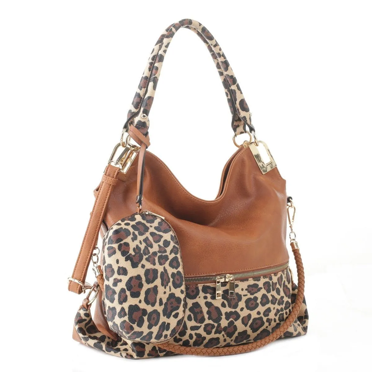 DS96227 2pc Leopard Hobo Handbag Set