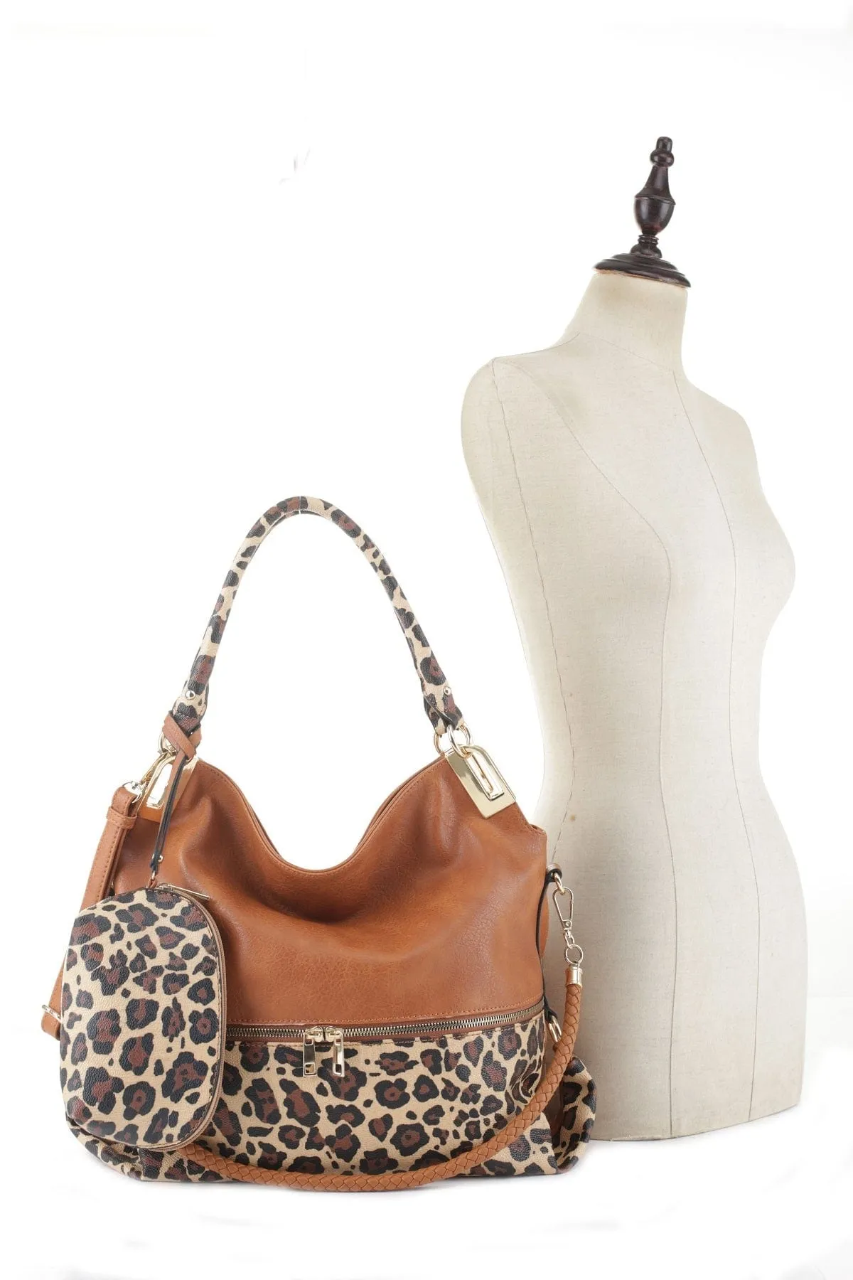 DS96227 2pc Leopard Hobo Handbag Set