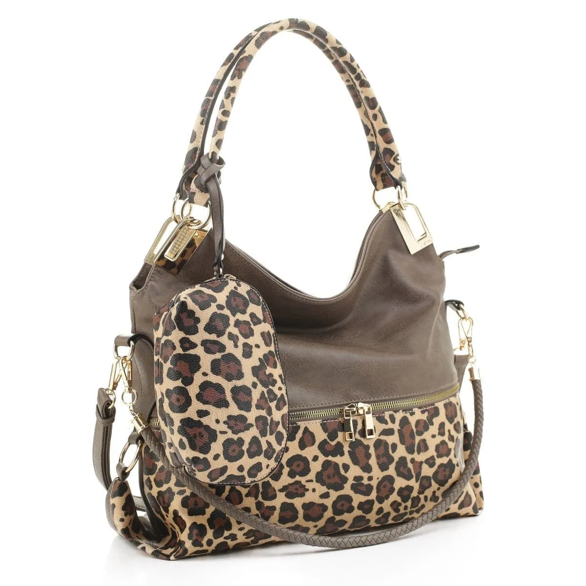 DS96227 2pc Leopard Hobo Handbag Set