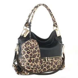 DS96227 2pc Leopard Hobo Handbag Set