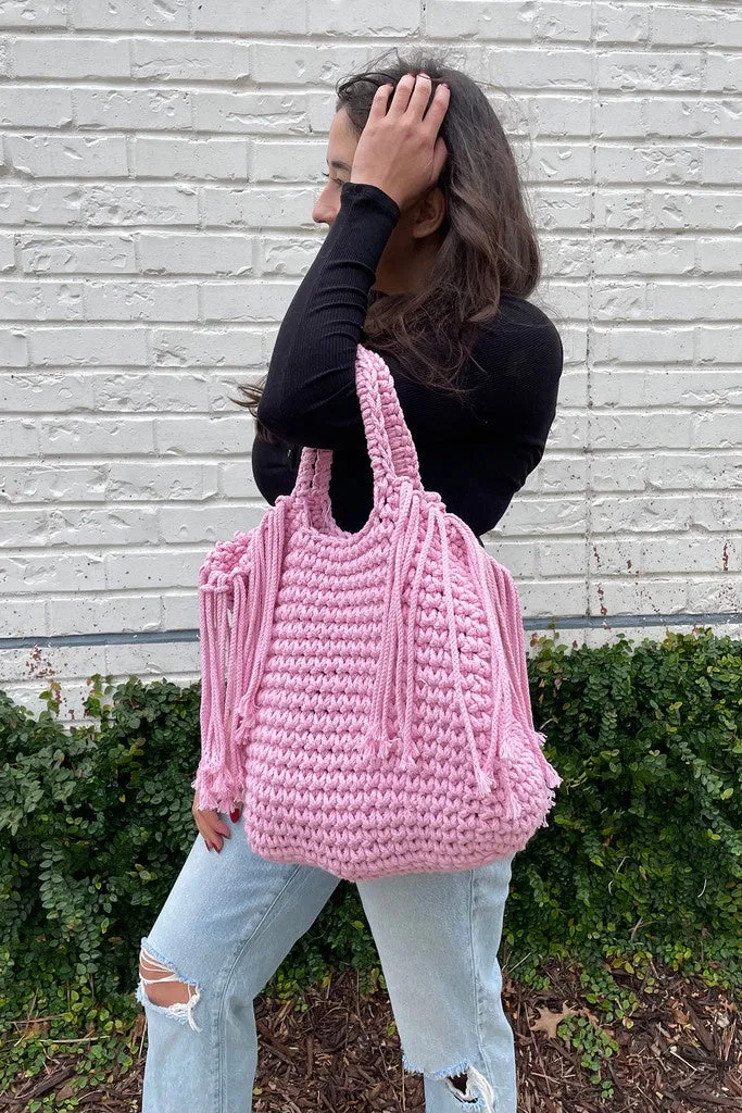 Gracie Macrame Satchel- Pink (FINAL SALE)