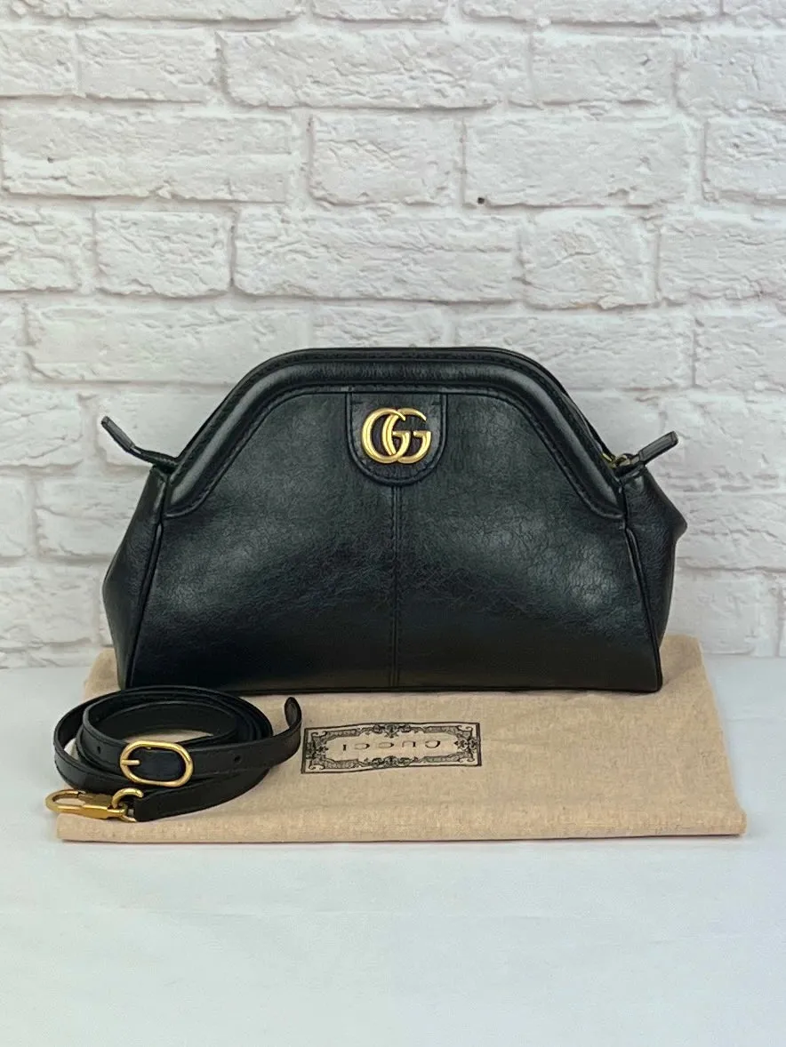 Gucci Black Leather Re(Belle) Small Shoulder Bag, Black/Gold Tone