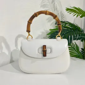 Gucci Vintage White Bamboo Handle Bag