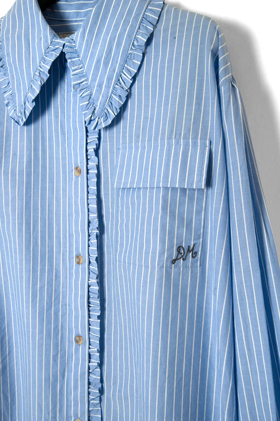 kendall ruffle shirt - blue stripe