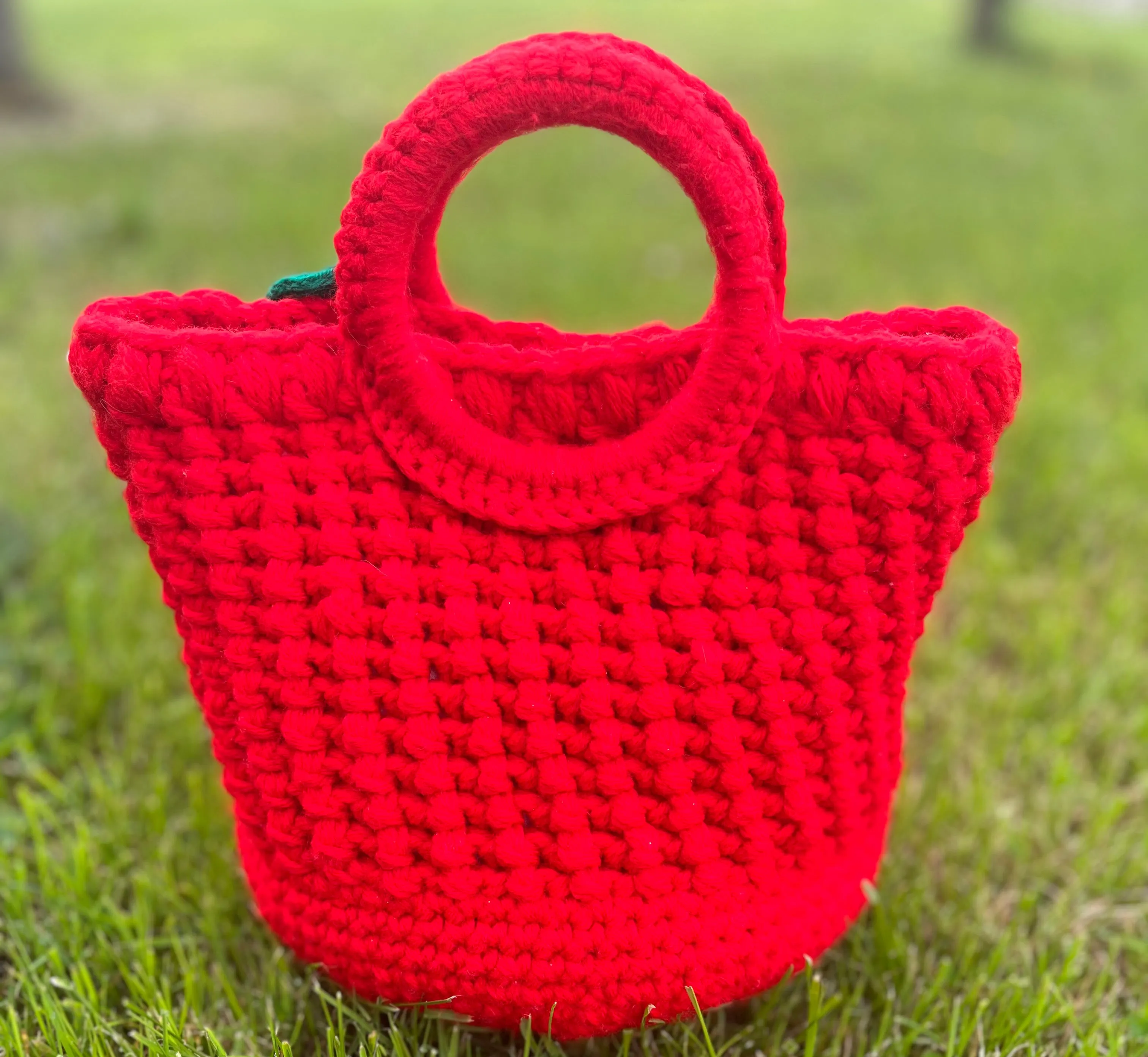 Knitted Fashionable Handbag, Bright Red