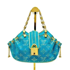 LOUIS VUITTON Limited Edition Suede Monogram Theda PM - Turquoise New in Box