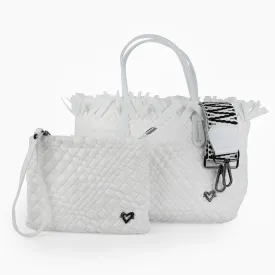 NEW: Taunton Small Woven Tote (Fringed Top) - White