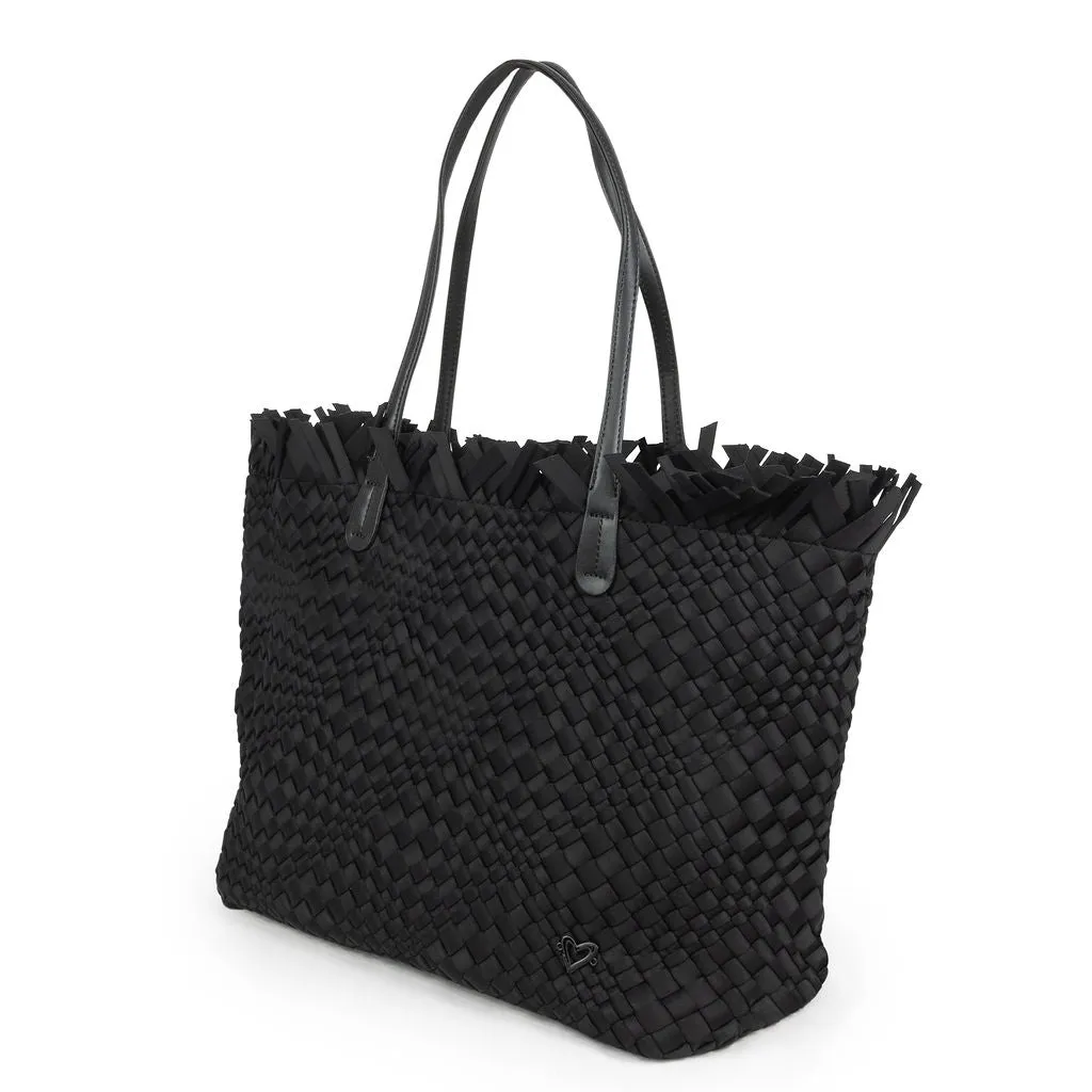 NEW: Vulcan Woven Large Tote (Fringed Top) - Black