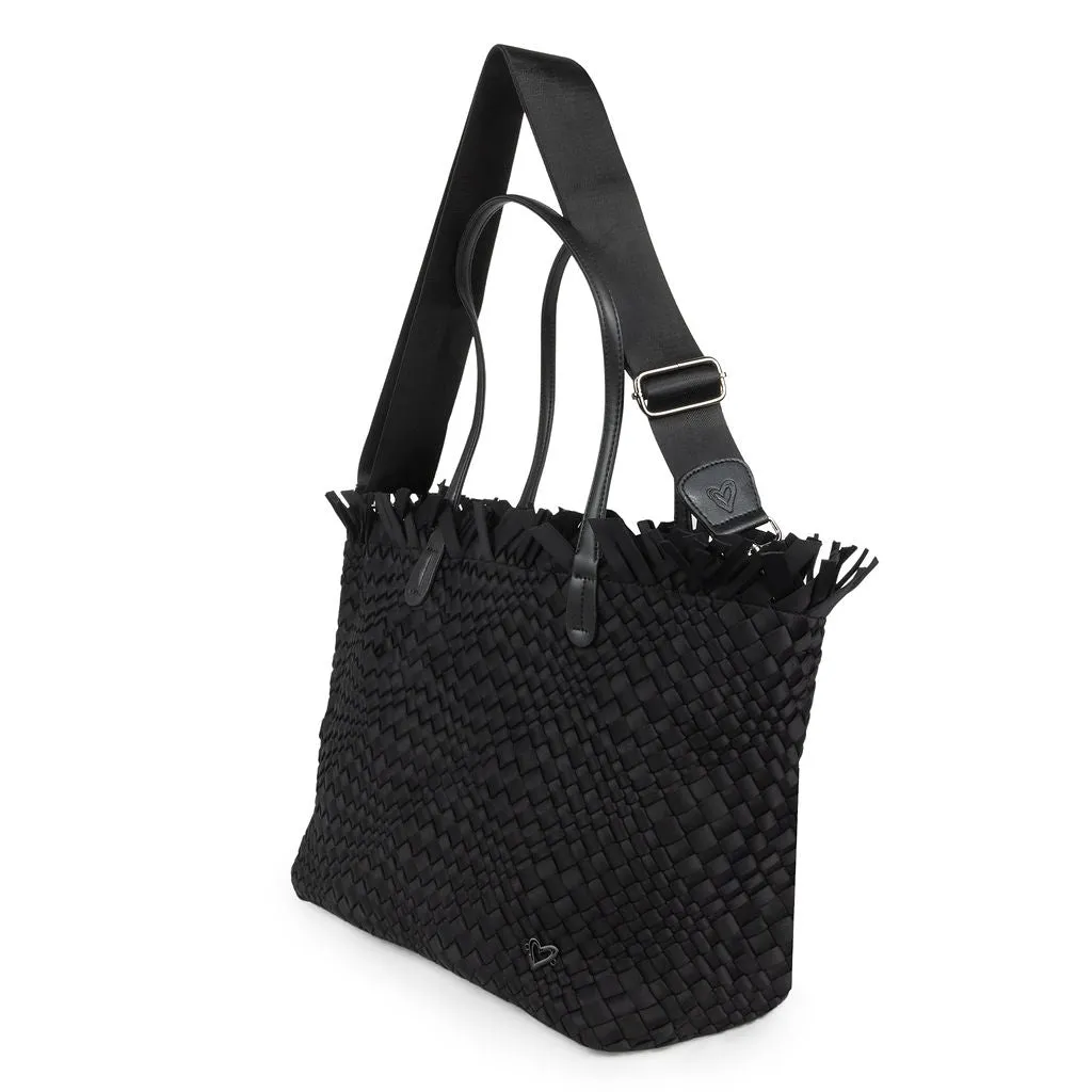 NEW: Vulcan Woven Large Tote (Fringed Top) - Black