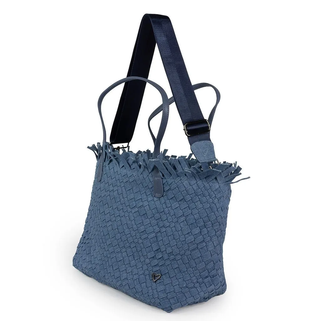 NEW: Vulcan Woven Large Tote (Fringed Top) - Denim