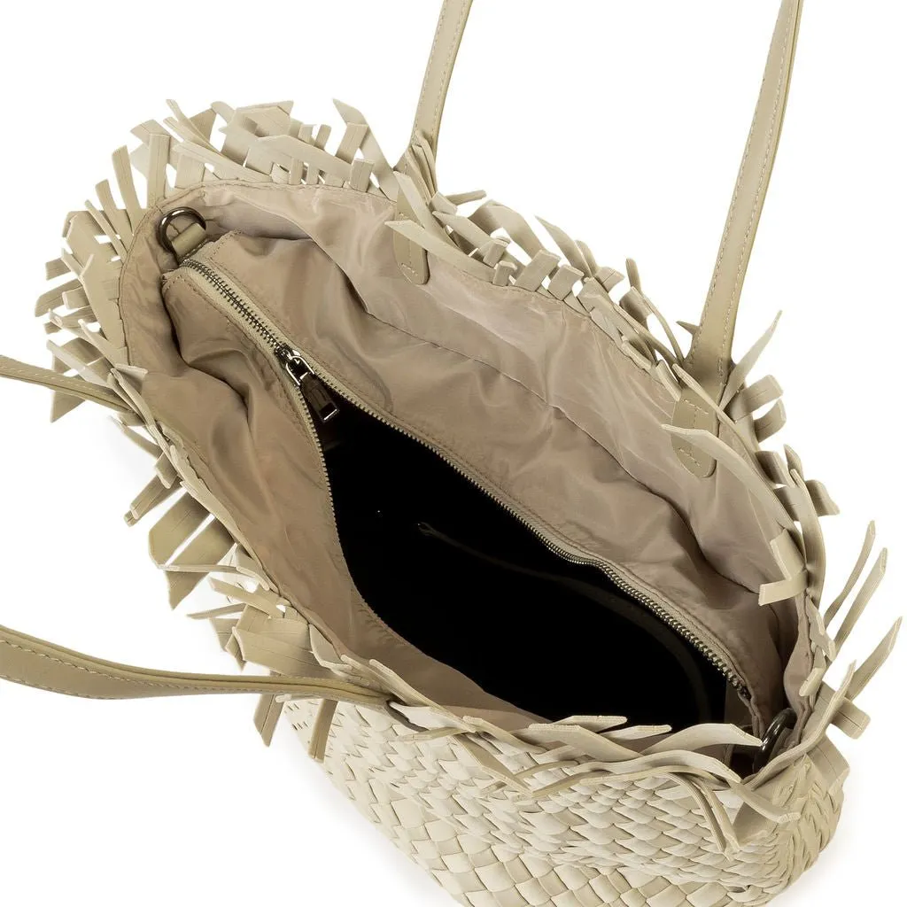 NEW: Vulcan Woven Large Tote (Fringed Top) - Khaki