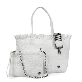 NEW: Vulcan Woven Large Tote (Fringed Top) - White