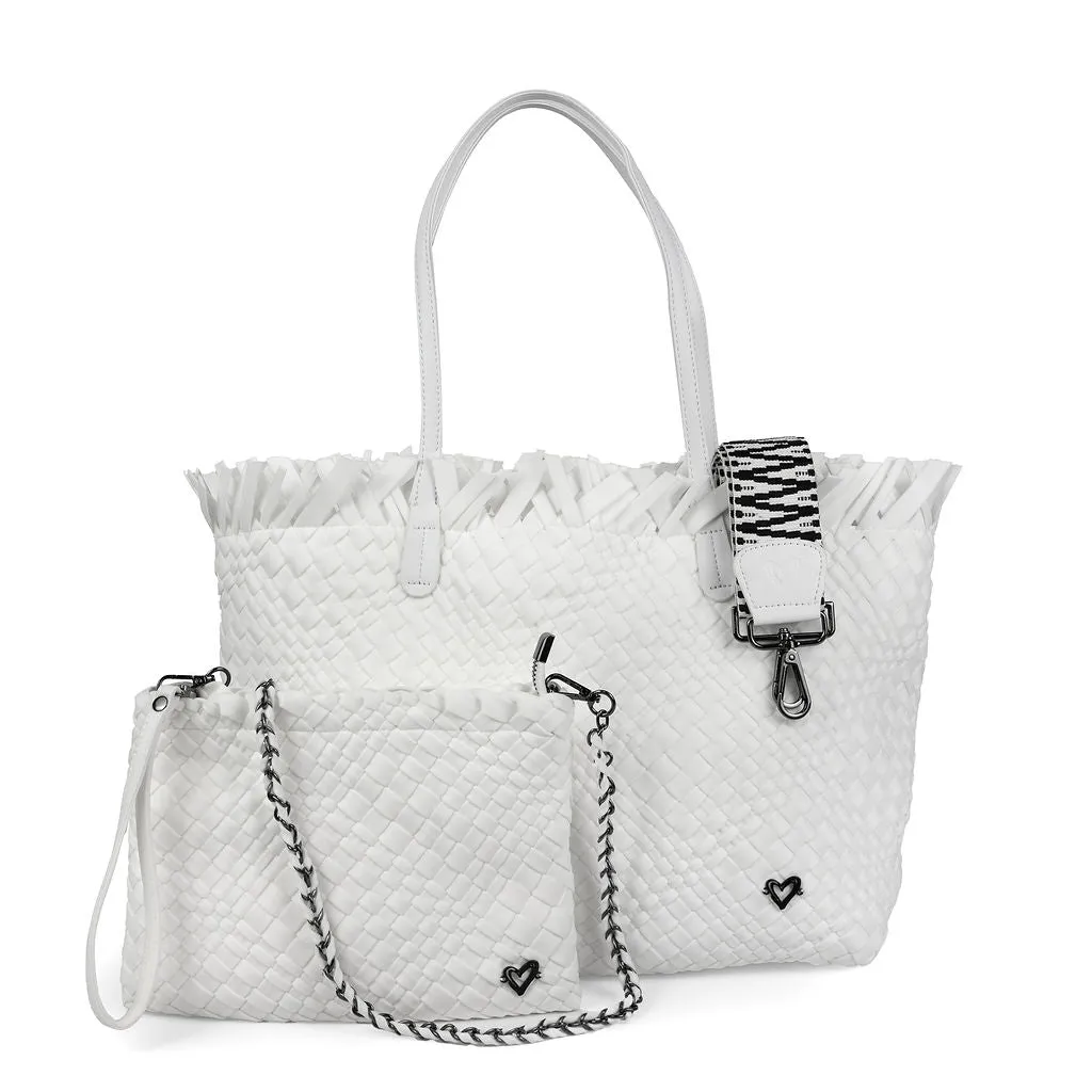 NEW: Vulcan Woven Large Tote (Fringed Top) - White