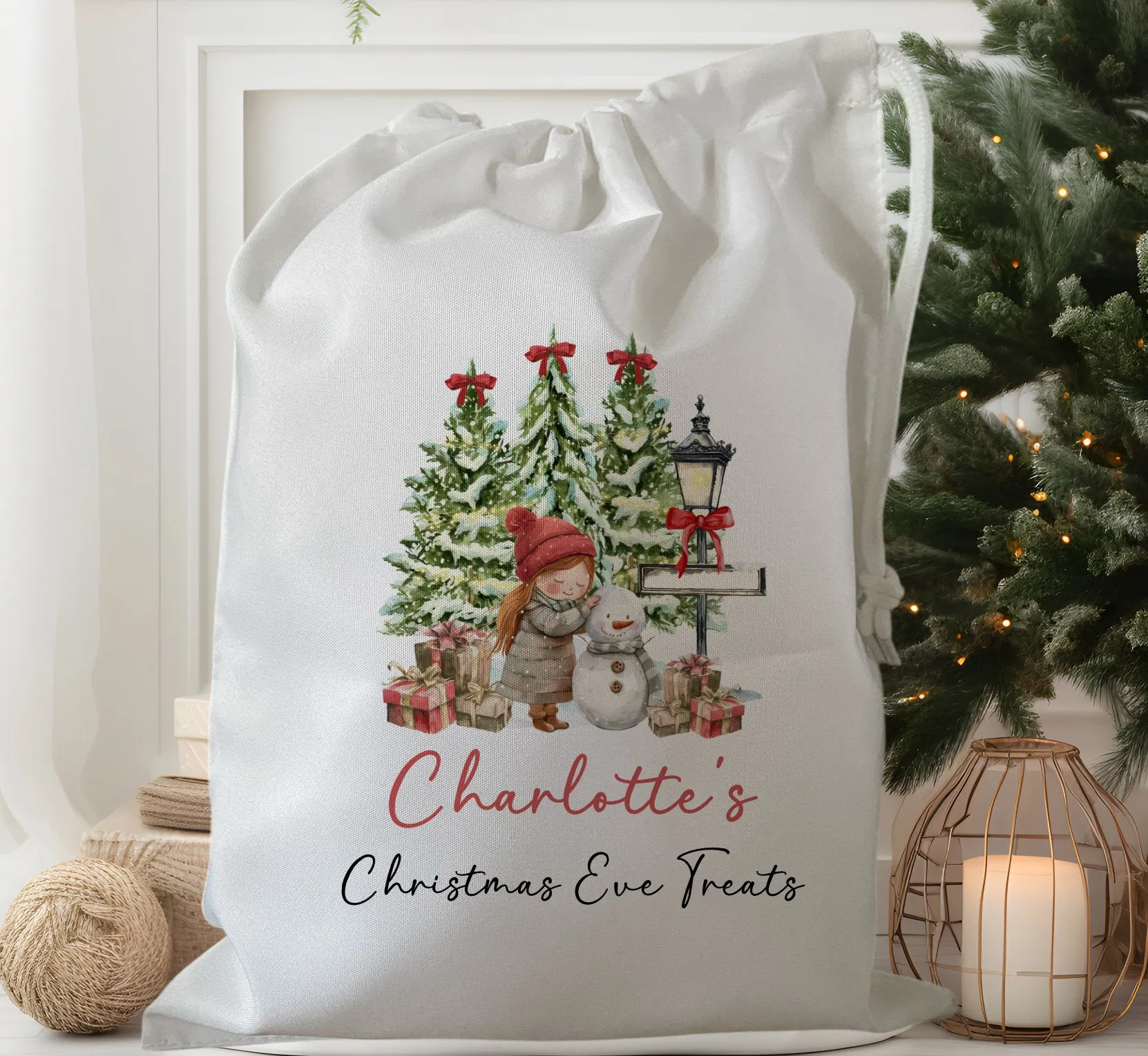 Peronalised Christmas Eve Treat Bag - Woodland Girl