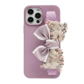 Tweed Bowknot Wristlet Phone Case