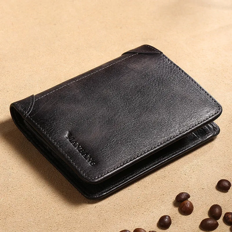 Vegetable-Tanned Leather Tri-Fold Short Wallet