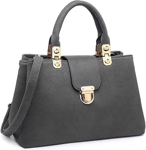 Women Solid Color Medium Top Handle Tote Bag Vegan Leather l Dasein